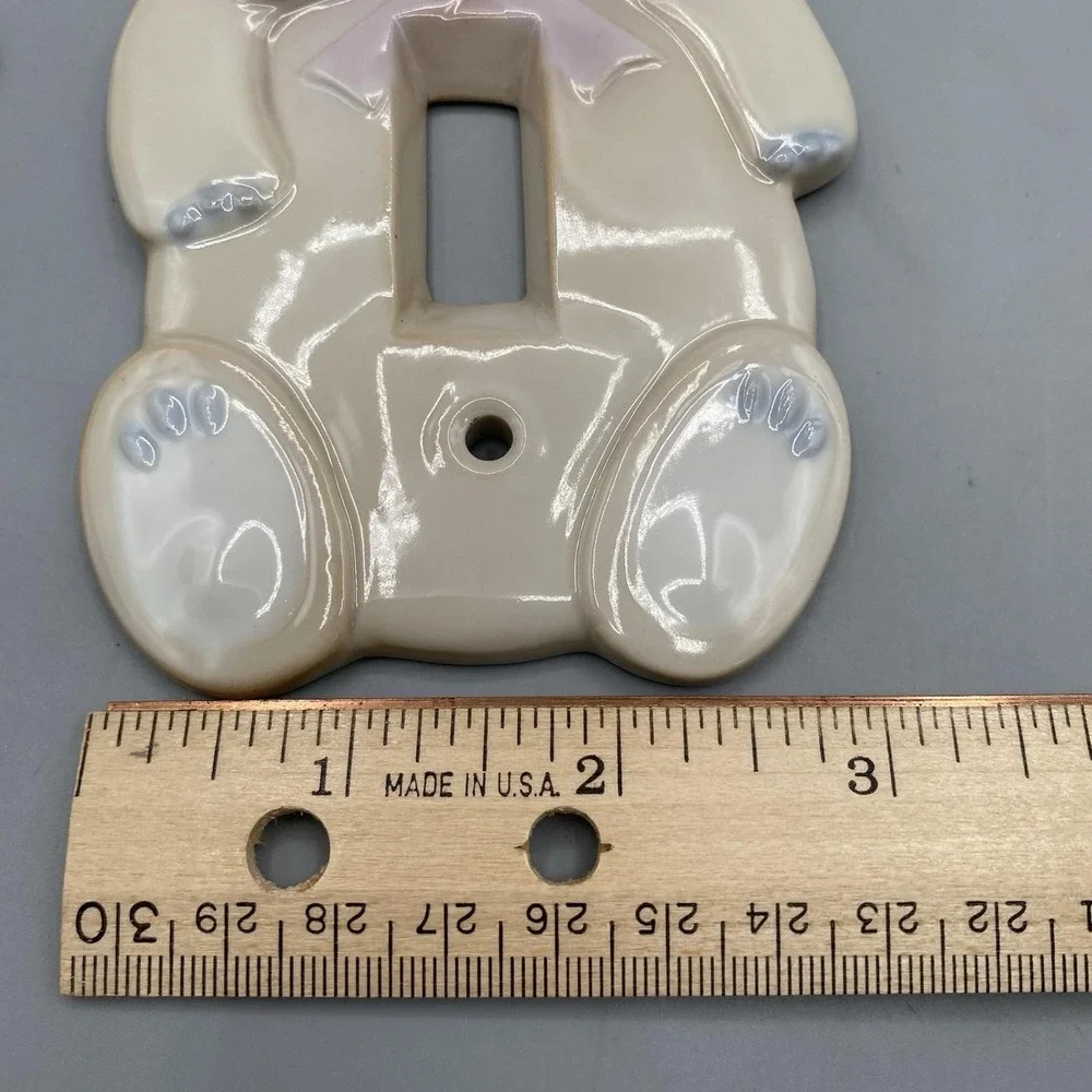 Vtg 80s Lillian Vernon‎ Teddy Bear Switch Plate Cover and Hook Nursery Decor